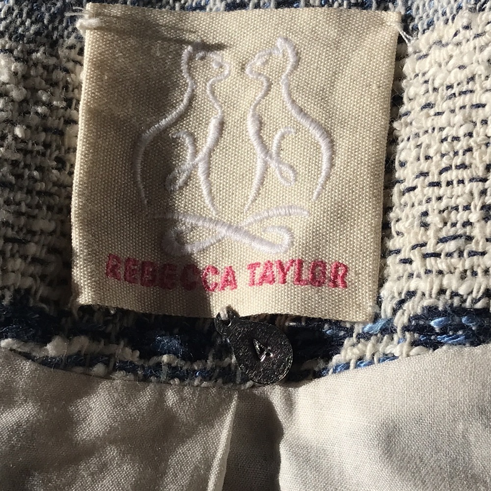 Rebecca Taylor Blue and White Textured Blazer - Picture 11 of 12